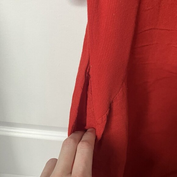 Womens Shirt Dress Linen Blend Hooded Lagenlook O/S Red Beach Coastal - Picture 4 of 8